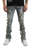 Front View Cirrus Distressed Stacked Jean