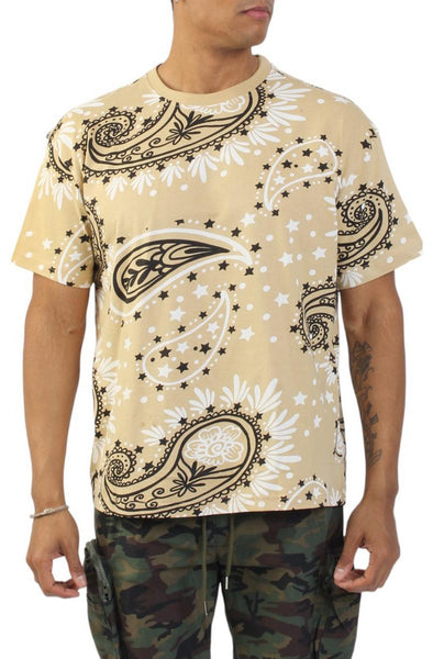 Front View Drop Shoulder Paisley T-Shirt 