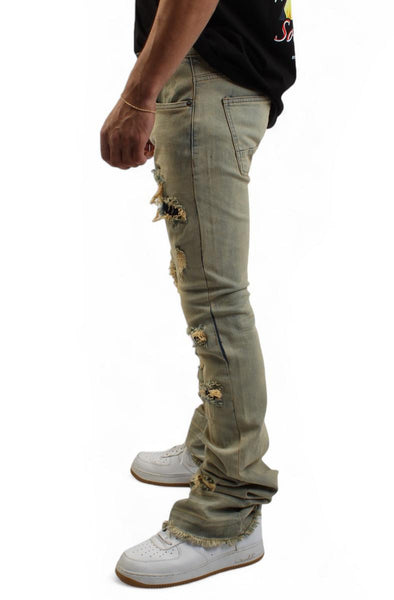 Goldenrod Fray Stacked Jean